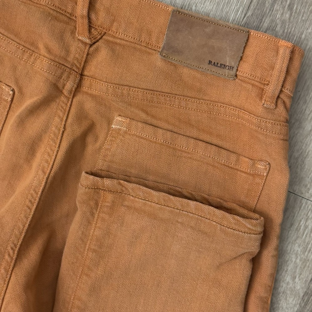 Raleigh Denim Martin Slim Straight Jeans Men's 31x31 Orange Stretch Made In USA